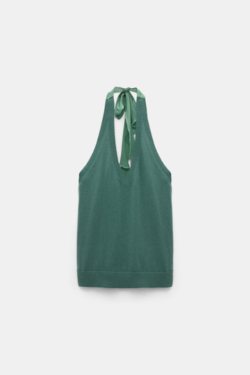 Dorothee Schumacher Halterneck-Top aus Merino und Kaschmir eucalyptus