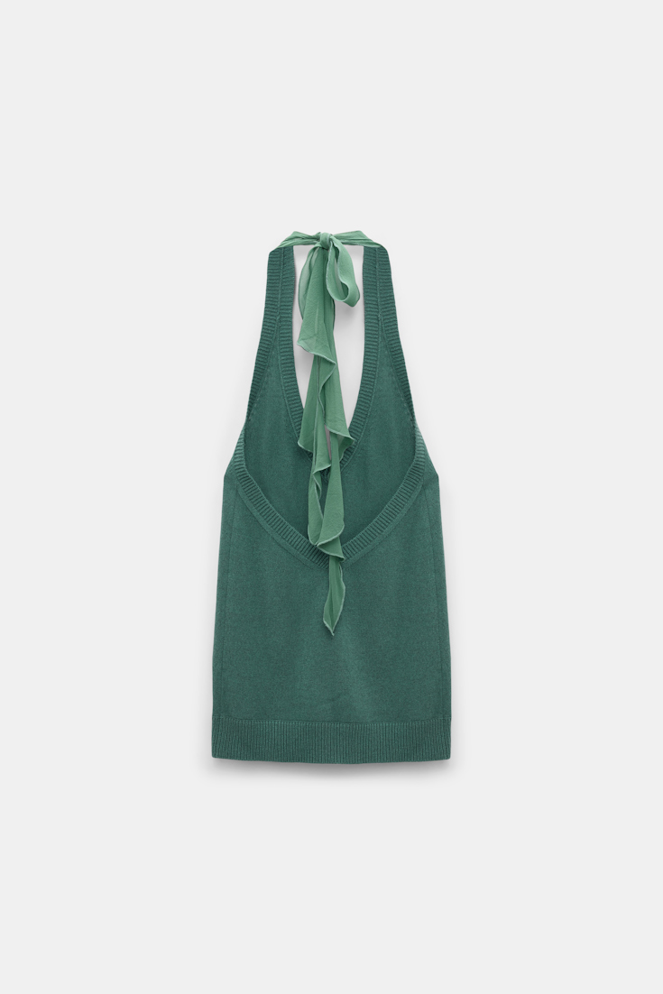 Dorothee Schumacher Halterneck-Top aus Merino und Kaschmir eucalyptus