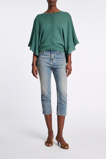 Dorothee Schumacher Rundhalspullover mit seitlichen Volants jade