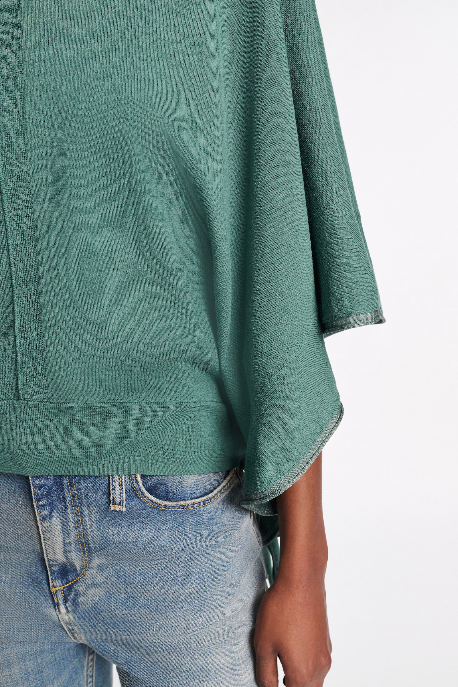 Dorothee Schumacher Knit top with draped flounce sleeves jade