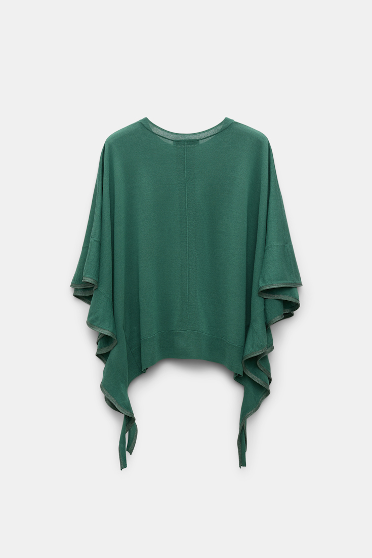 Dorothee Schumacher Knit top with draped flounce sleeves jade