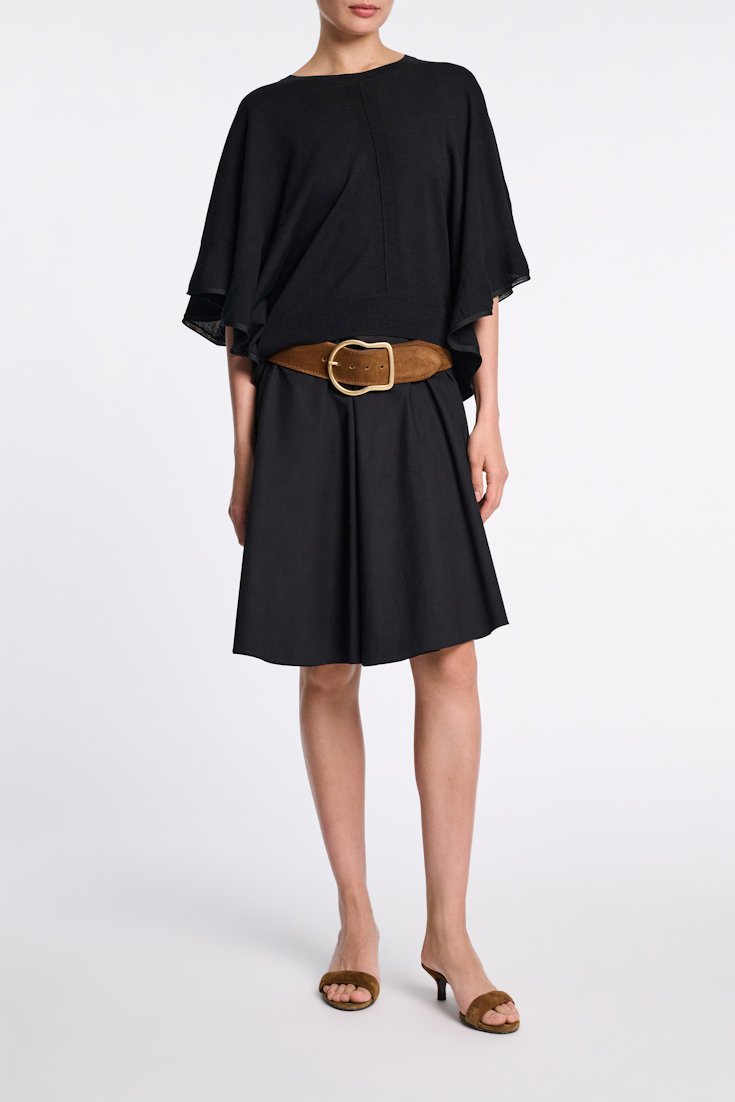Dorothee Schumacher Rundhalspullover mit seitlichen Volants pure black