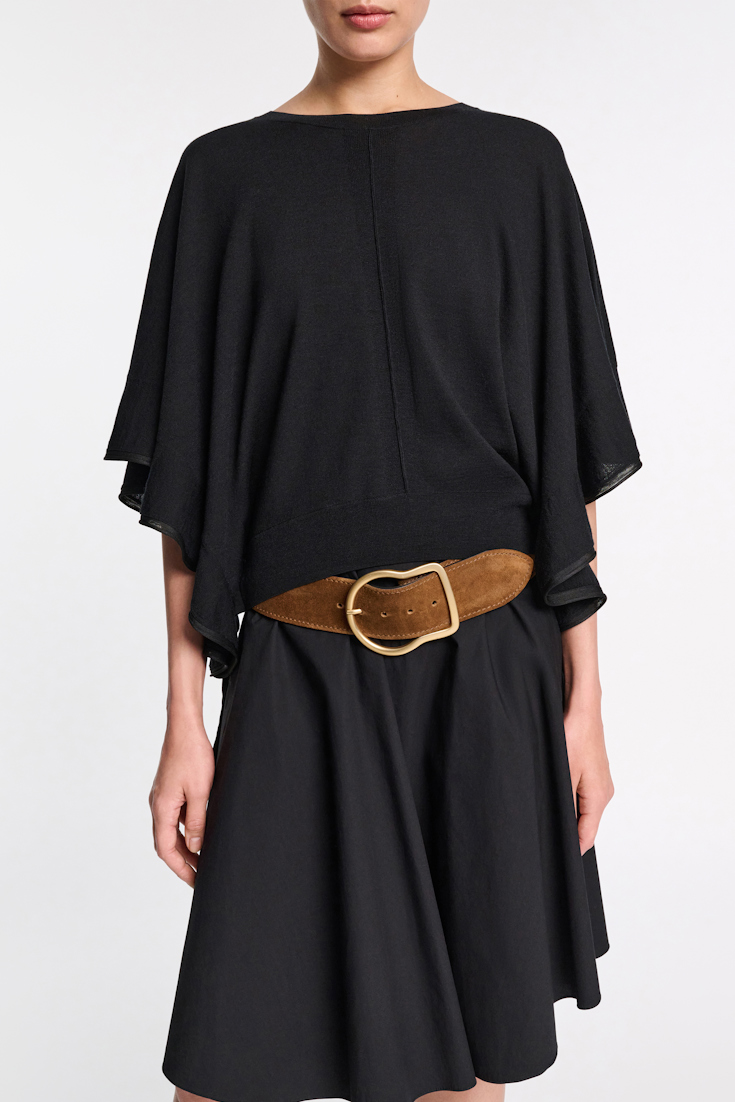 Dorothee Schumacher Rundhalspullover mit seitlichen Volants pure black