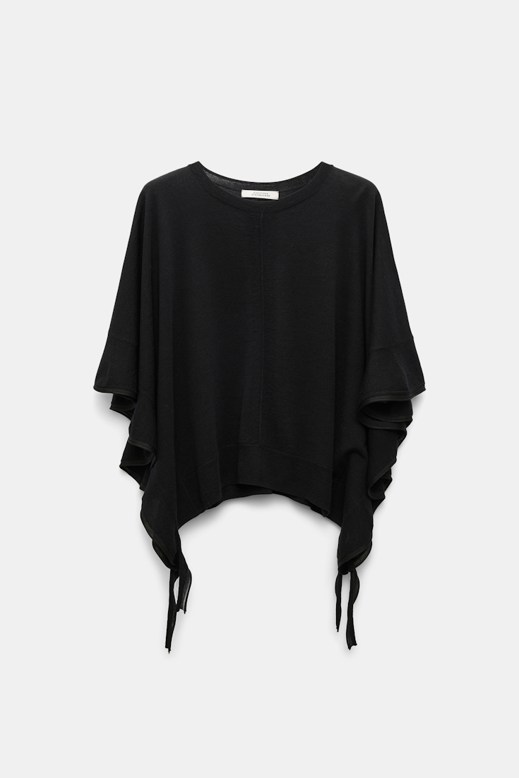 Dorothee Schumacher Rundhalspullover mit seitlichen Volants pure black