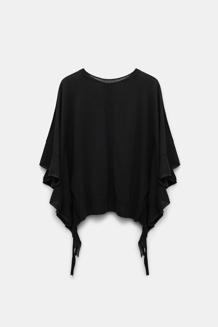 Dorothee Schumacher Rundhalspullover mit seitlichen Volants pure black