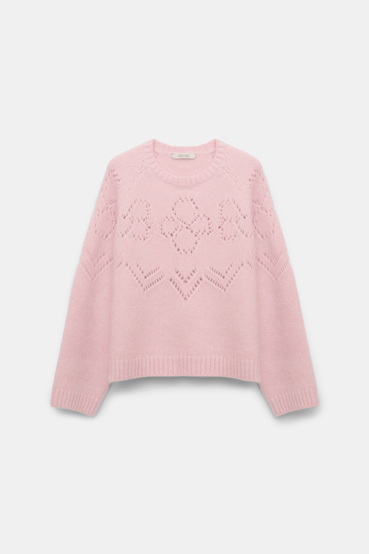 Dorothee Schumacher Cropped pullover with D-rose pointelle touch of rose
