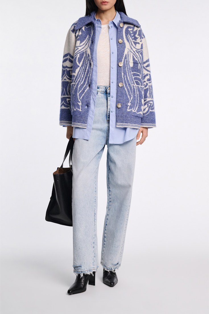 Dorothee Schumacher Floral jacquard jacket denim white