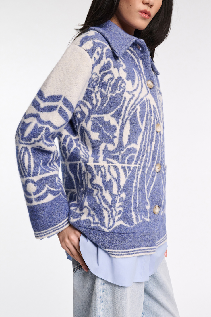 Dorothee Schumacher Floral jacquard jacket denim white