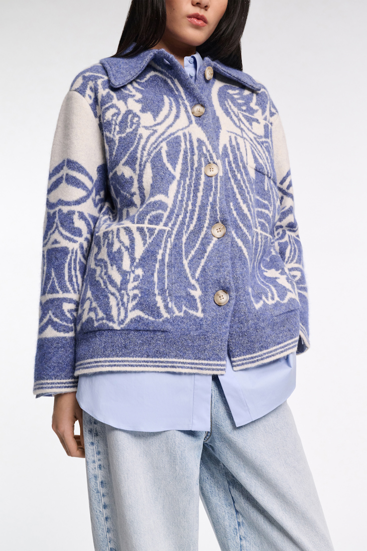 Dorothee Schumacher Floral jacquard jacket denim white