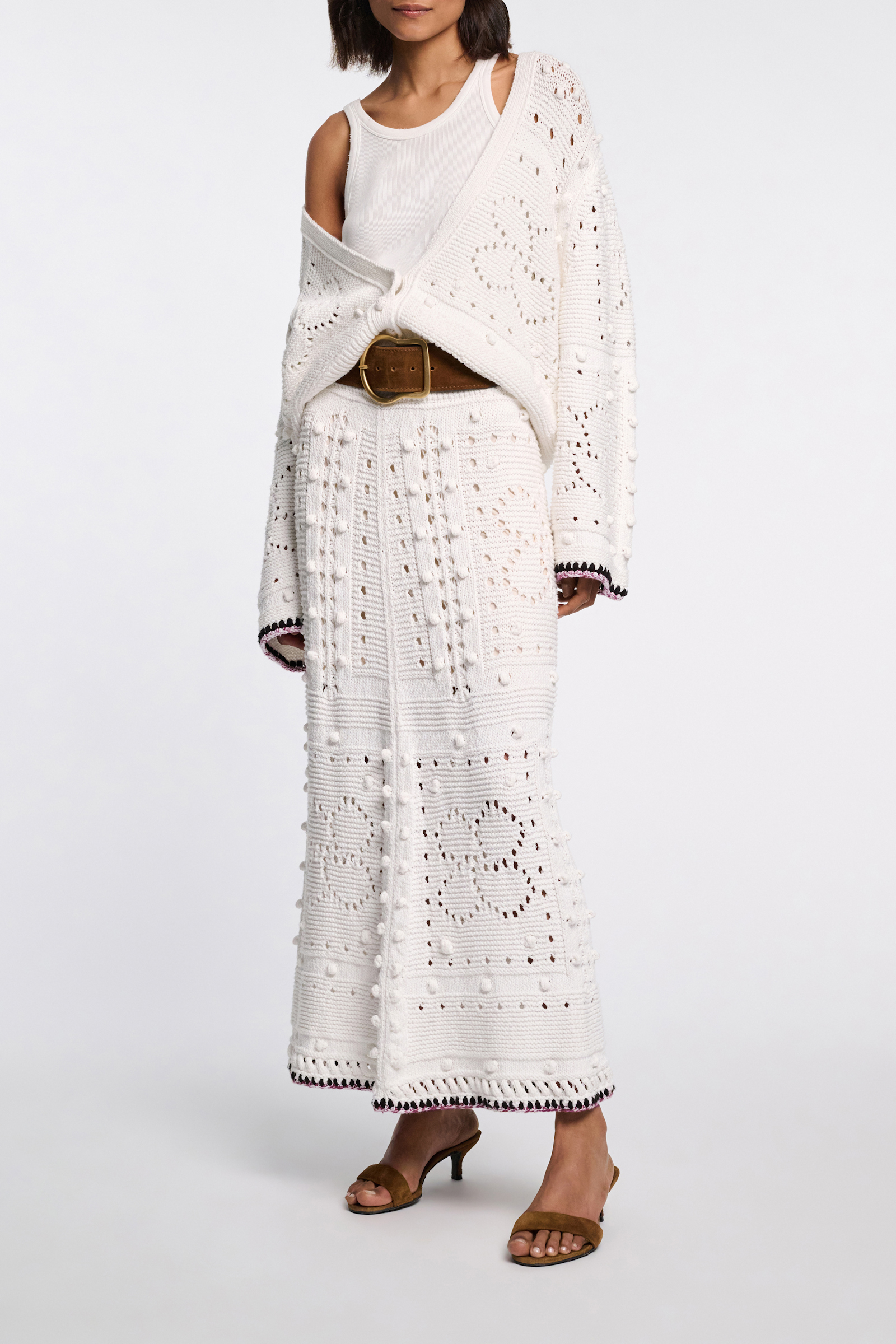 Dorothee Schumacher V-neck cardigan with crochet trim pure white
