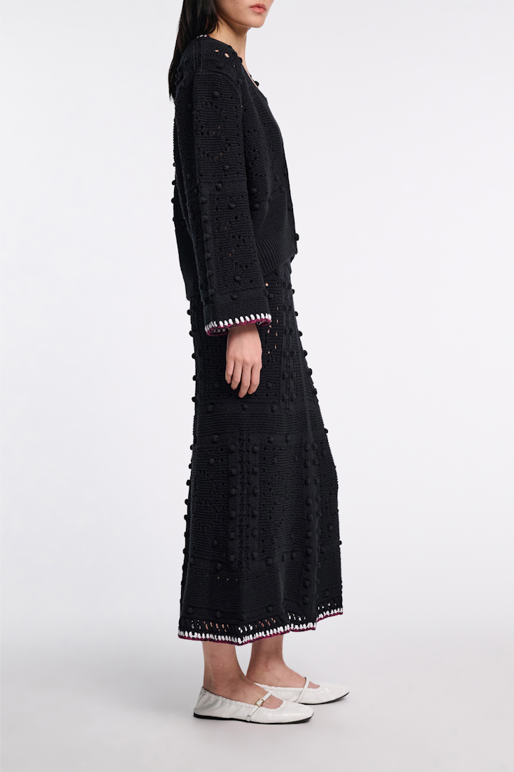 Dorothee Schumacher V-neck cardigan with crochet trim pure black