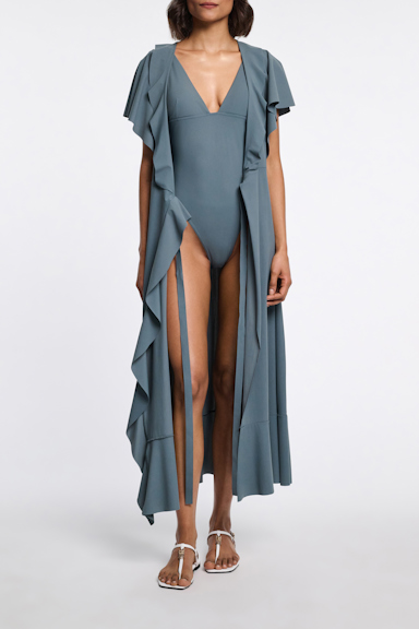 Dorothee Schumacher Wickelkleid mit Volant-Details dark jade
