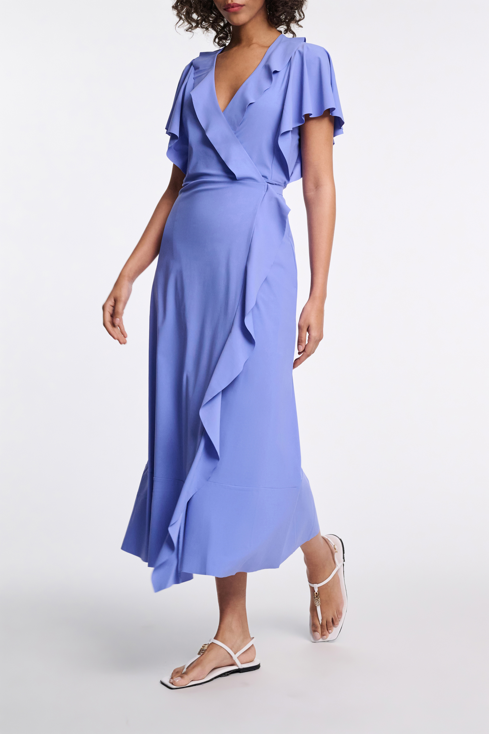 Dorothee Schumacher Wrap dress with ruffles light cornflower