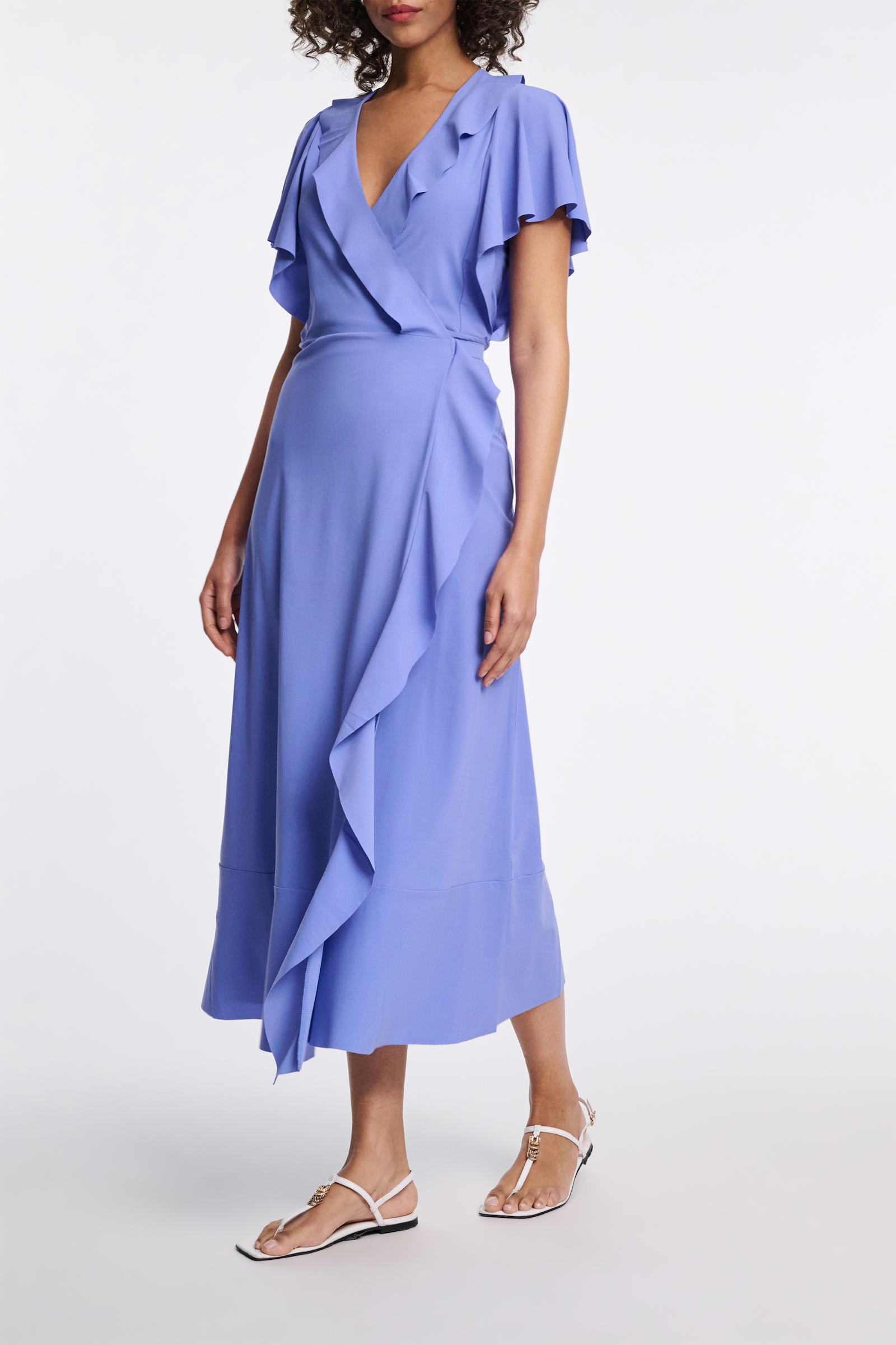 Dorothee Schumacher Wrap dress with ruffles light cornflower