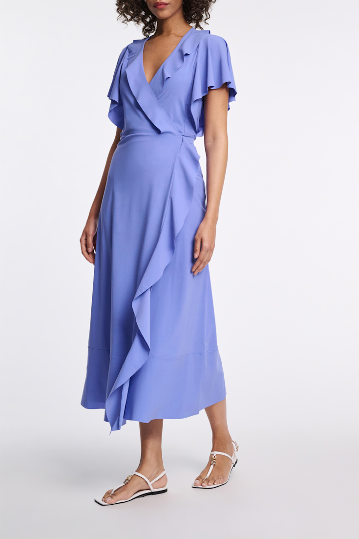 Dorothee Schumacher Wrap dress with ruffles light cornflower