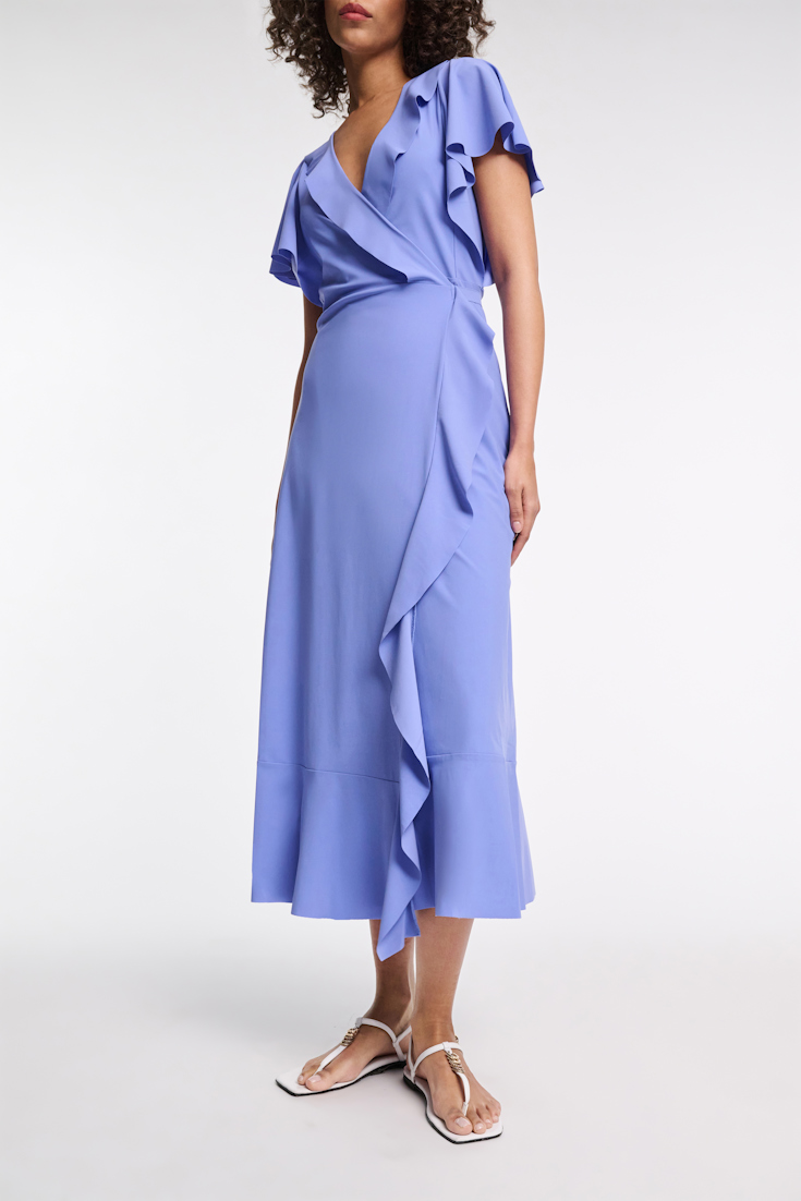 Dorothee Schumacher Wrap dress with ruffles light cornflower