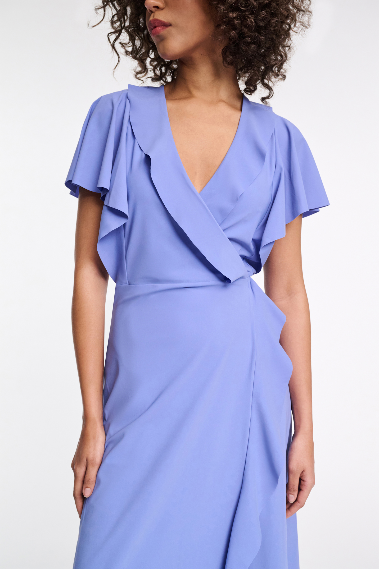 Dorothee Schumacher Wrap dress with ruffles light cornflower