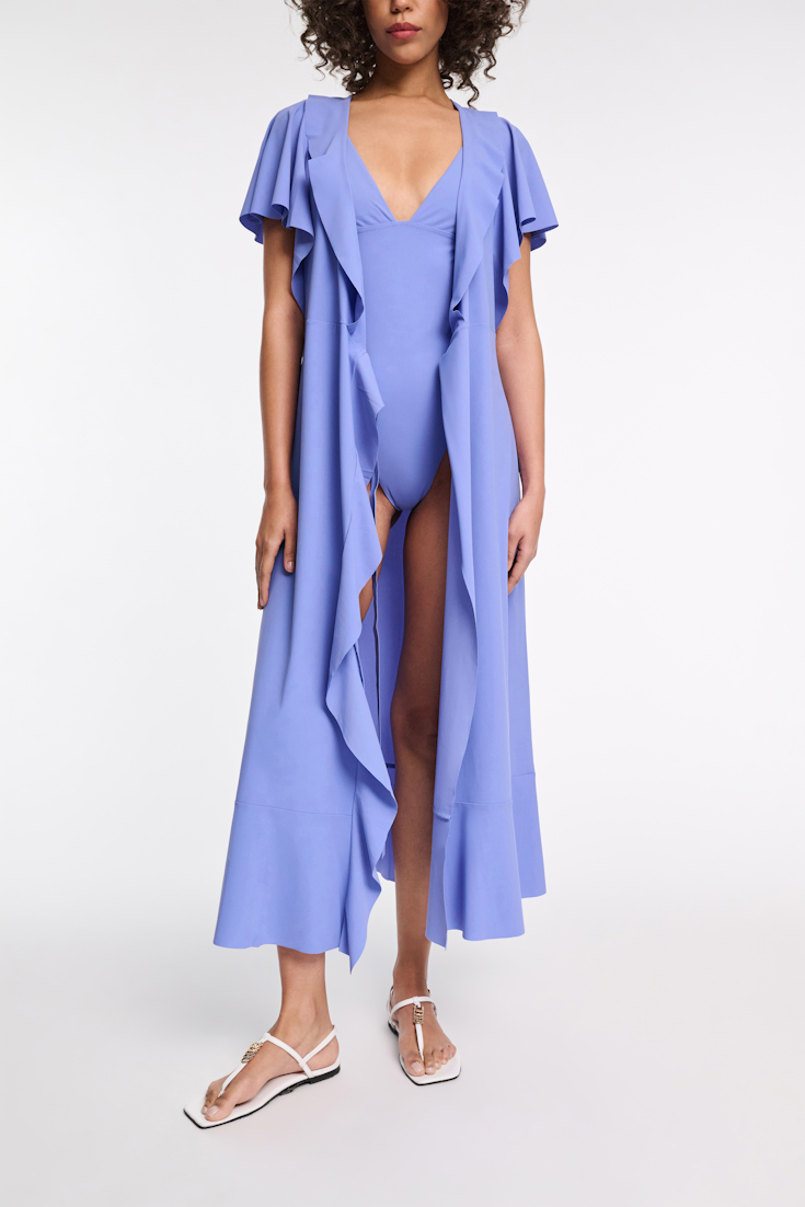 Dorothee Schumacher Wrap dress with ruffles light cornflower
