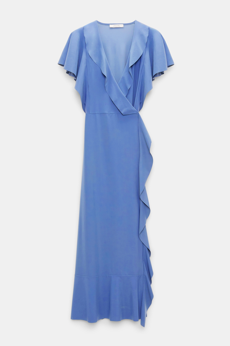 Dorothee Schumacher Wrap dress with ruffles light cornflower