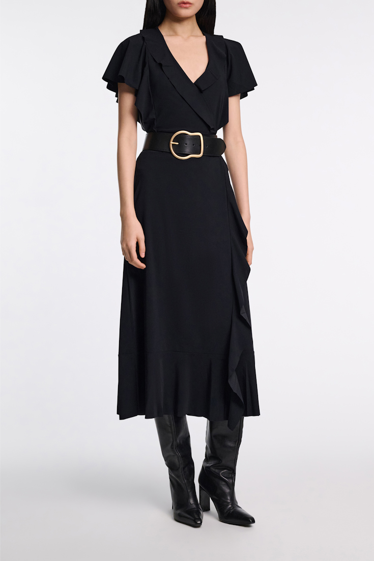 Dorothee Schumacher Wickelkleid mit Volant-Details pure black