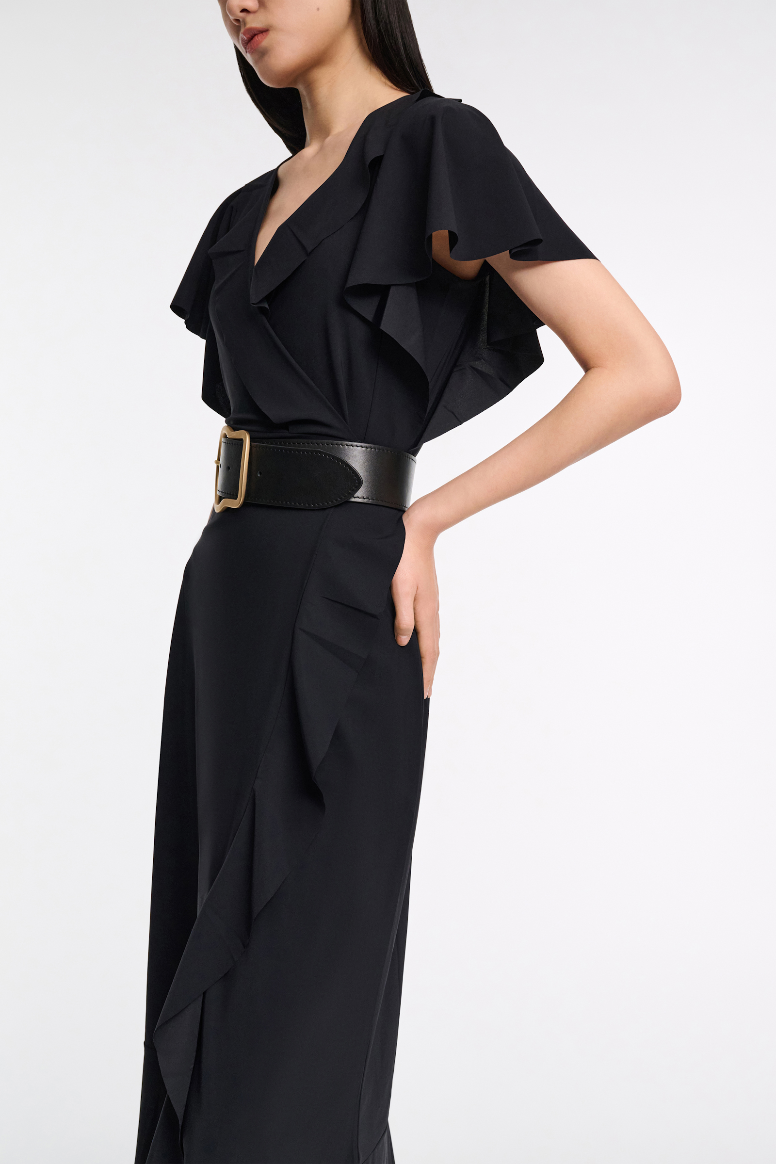 Dorothee Schumacher Wickelkleid mit Volant-Details pure black