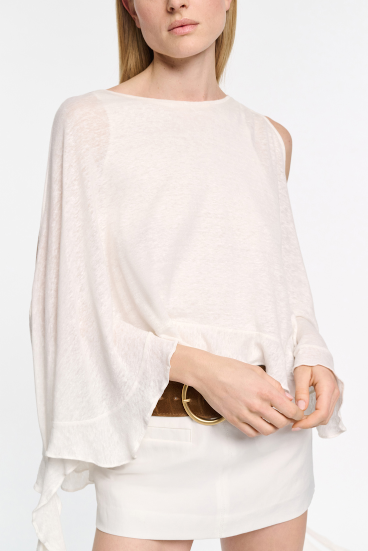 Dorothee Schumacher Hemp tank top with ruffles camellia white