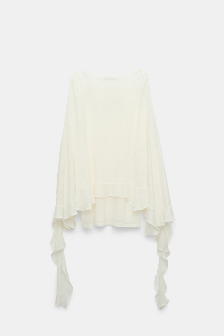 Dorothee Schumacher Hemp tank top with ruffles camellia white