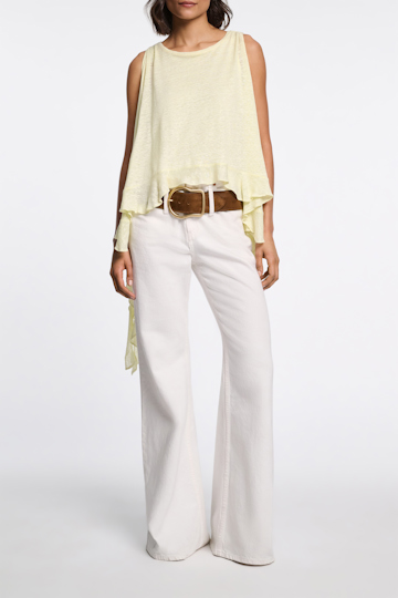 Dorothee Schumacher Top aus Hanf mit Volants light lemon