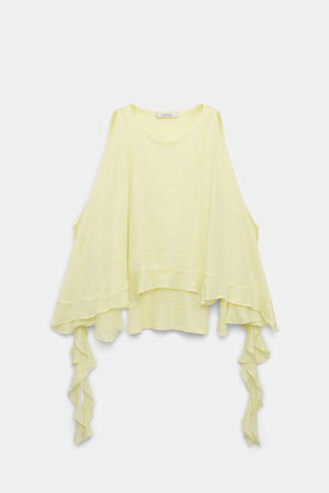 Dorothee Schumacher Top aus Hanf mit Volants light lemon