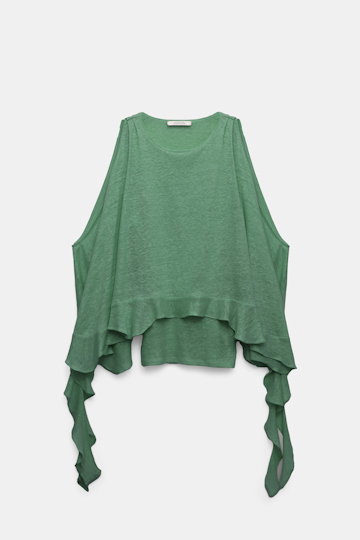 Dorothee Schumacher Top aus Hanf mit Volants jade