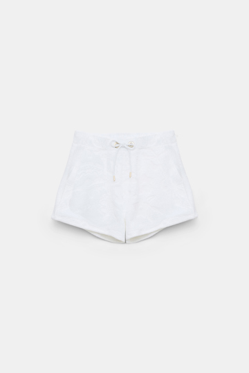 COSY TOWELLING shorts Dorothee Schumacher Terry floral jacquard drawstring shorts camellia white