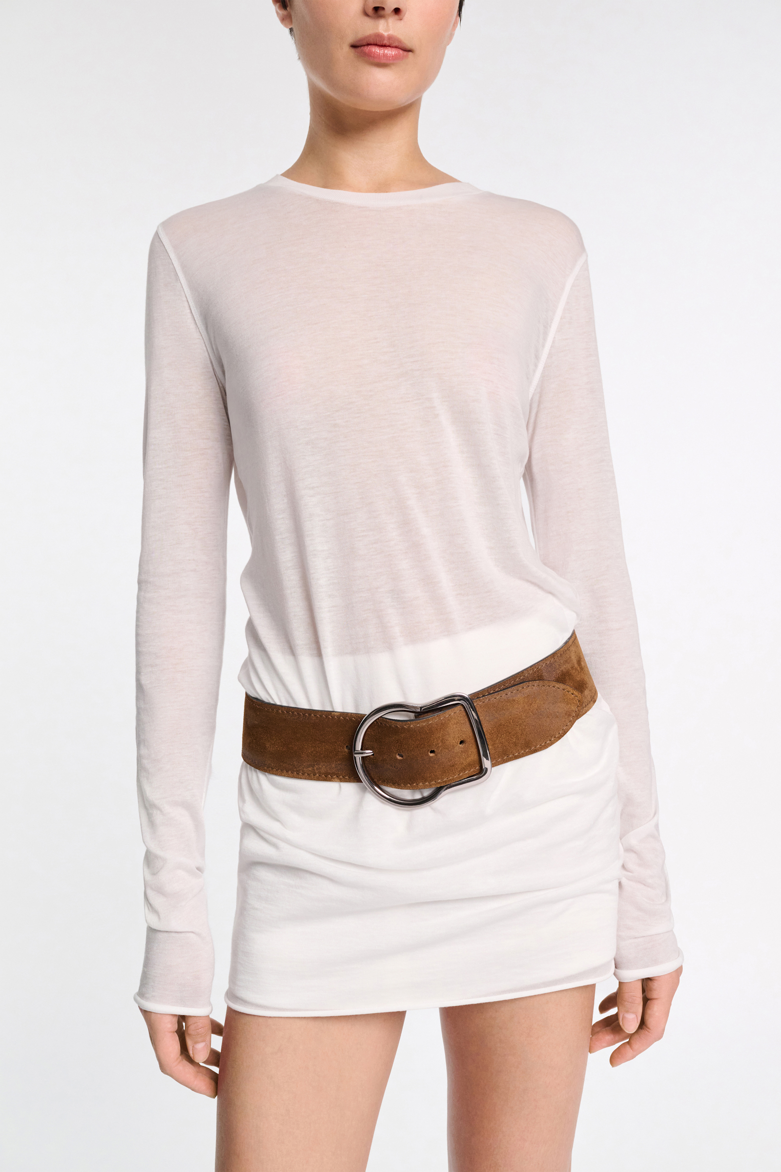 Dorothee Schumacher Slightly see-through T-shirt with extra long sleeves pure white