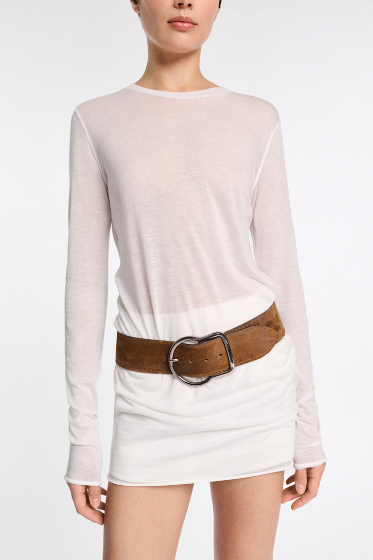 Dorothee Schumacher Slightly see-through T-shirt with extra long sleeves pure white