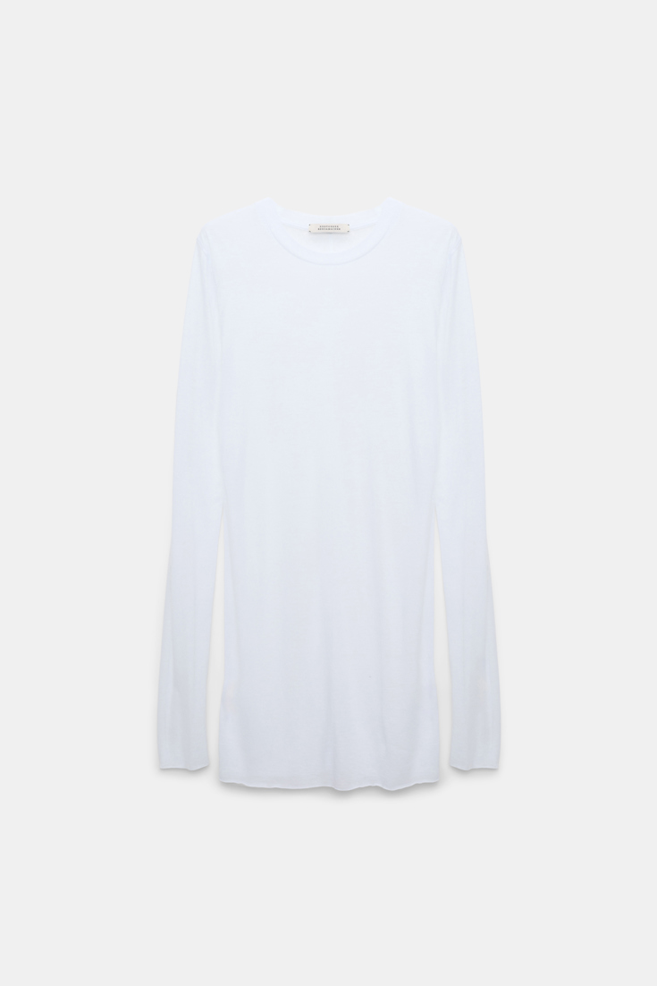 Dorothee Schumacher Slightly see-through T-shirt with extra long sleeves pure white
