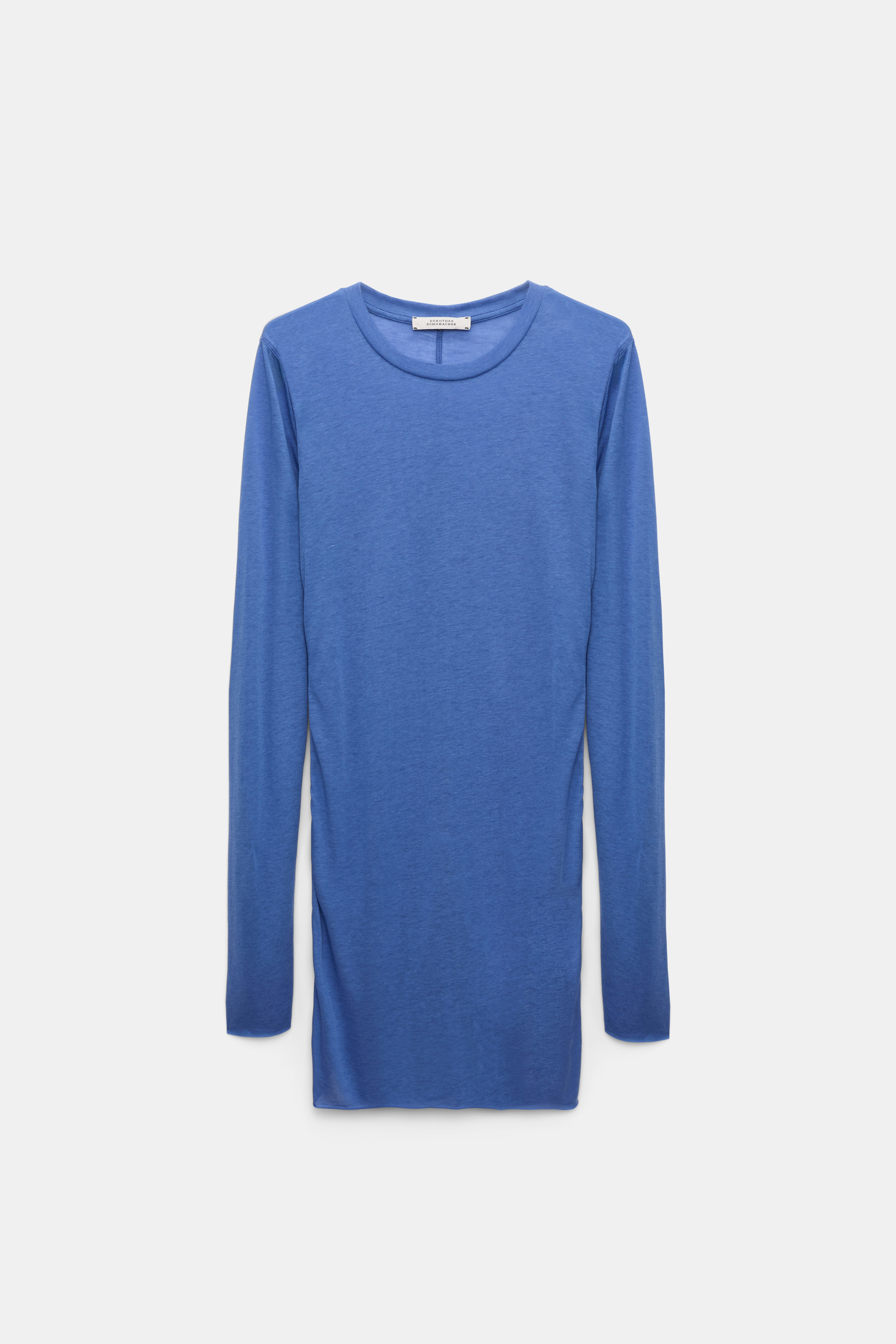 Dorothee Schumacher Slightly see-through T-shirt with extra long sleeves milky cornflower