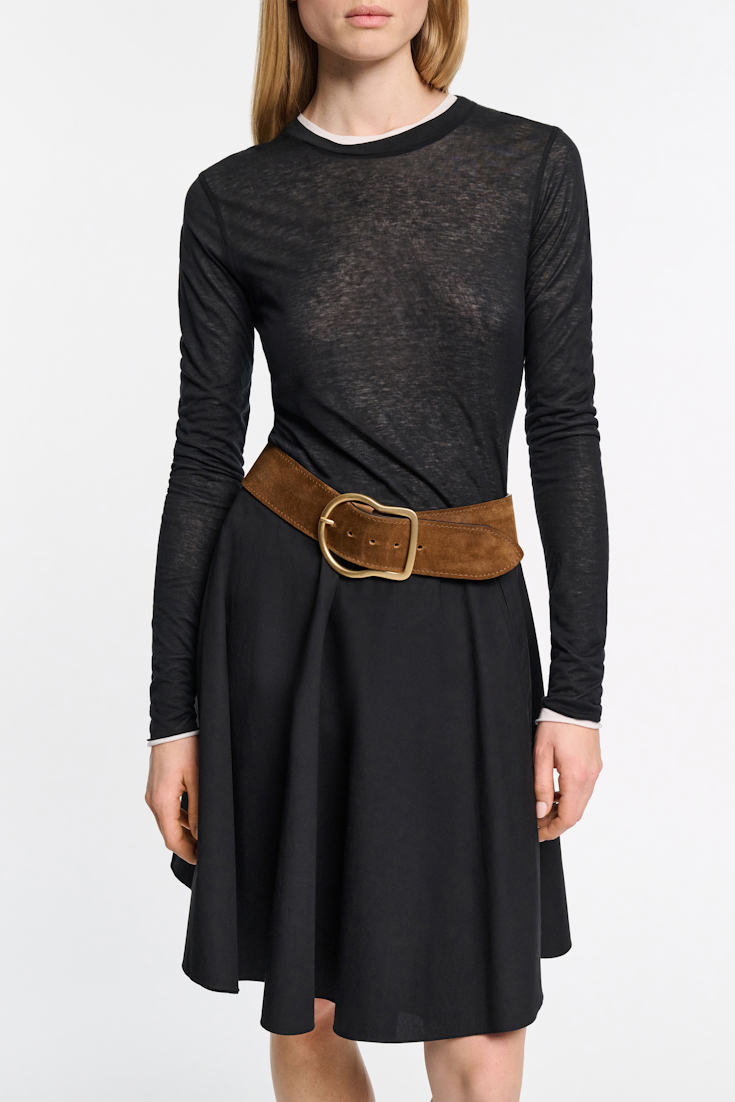 Dorothee Schumacher Slightly see-through T-shirt with extra long sleeves pure black