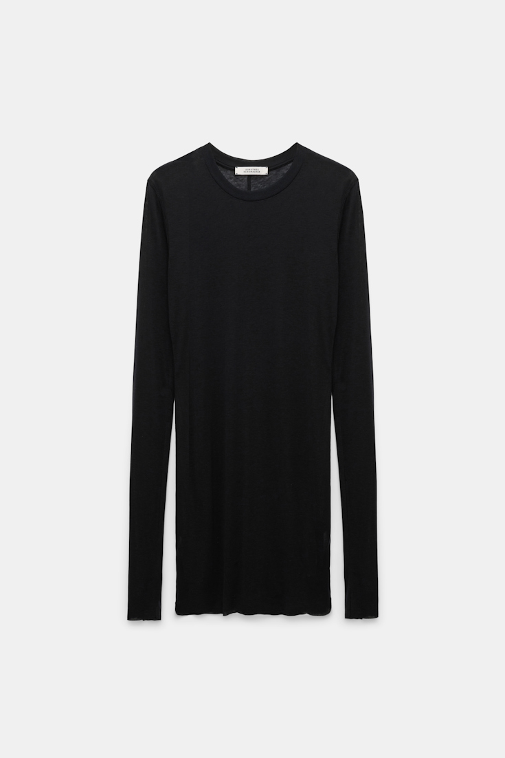 Dorothee Schumacher Slightly see-through T-shirt with extra long sleeves pure black