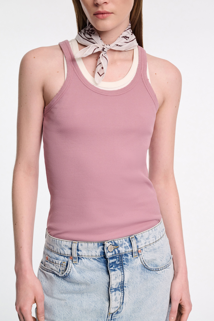 Dorothee Schumacher Ribbed cotton tank top sweet peas