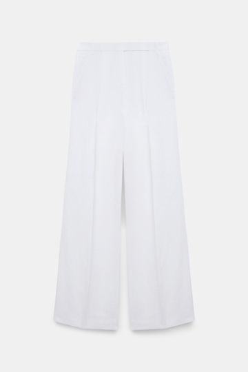 Dorothee Schumacher Hosen mit weitem Bein aus technischem Leinen pure white