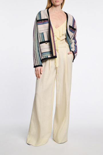 Dorothee Schumacher Hosen mit weitem Bein aus technischem Leinen light lemon