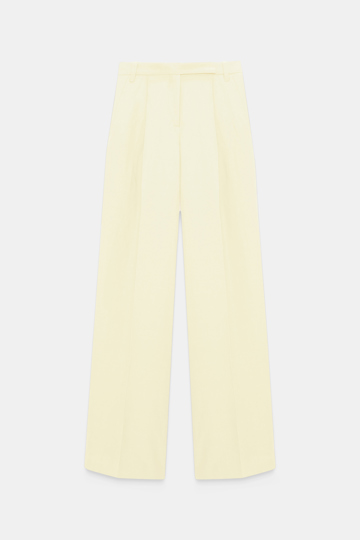 Dorothee Schumacher Hosen mit weitem Bein aus technischem Leinen light lemon