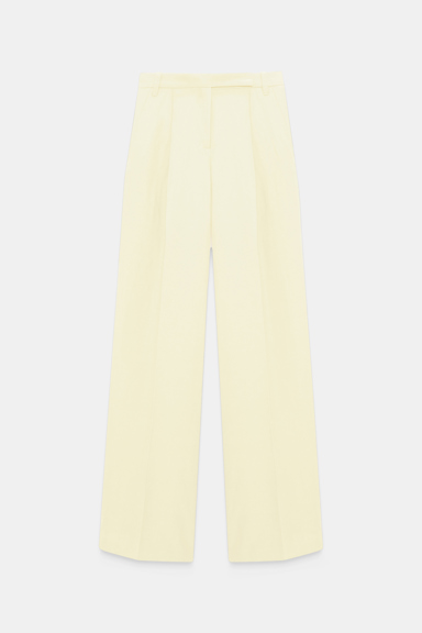 Dorothee Schumacher Hosen mit weitem Bein aus technischem Leinen light lemon