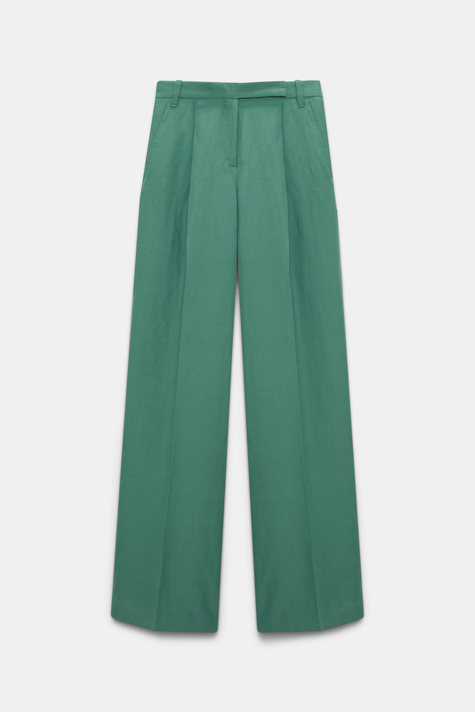 Dorothee Schumacher Hosen mit weitem Bein aus technischem Leinen jade