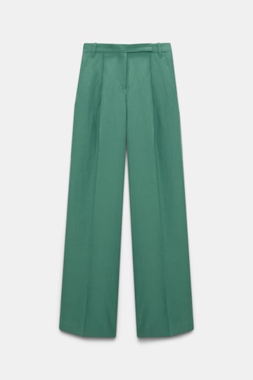 Dorothee Schumacher Hosen mit weitem Bein aus technischem Leinen jade