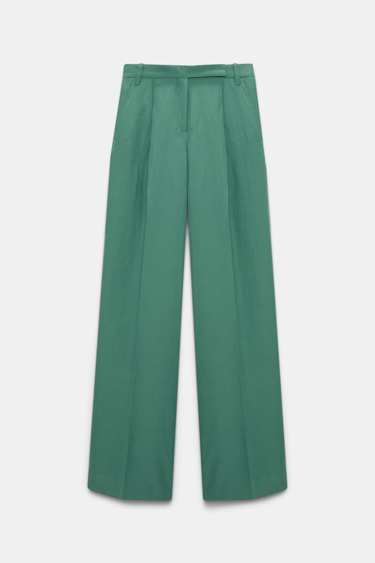 Dorothee Schumacher Hosen mit weitem Bein aus technischem Leinen jade