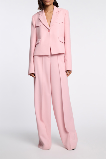 Dorothee Schumacher Hose mit weitem Bein und Biese pink rose