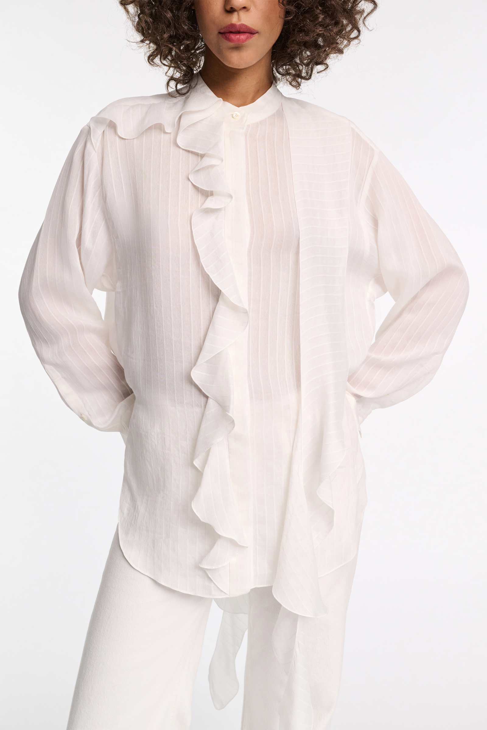 Dorothee Schumacher Bluse mit Volant-Details pure white