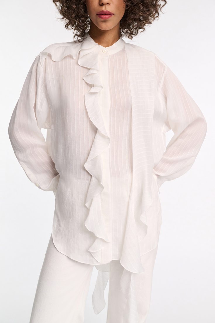 Dorothee Schumacher Bluse mit Volant-Details pure white