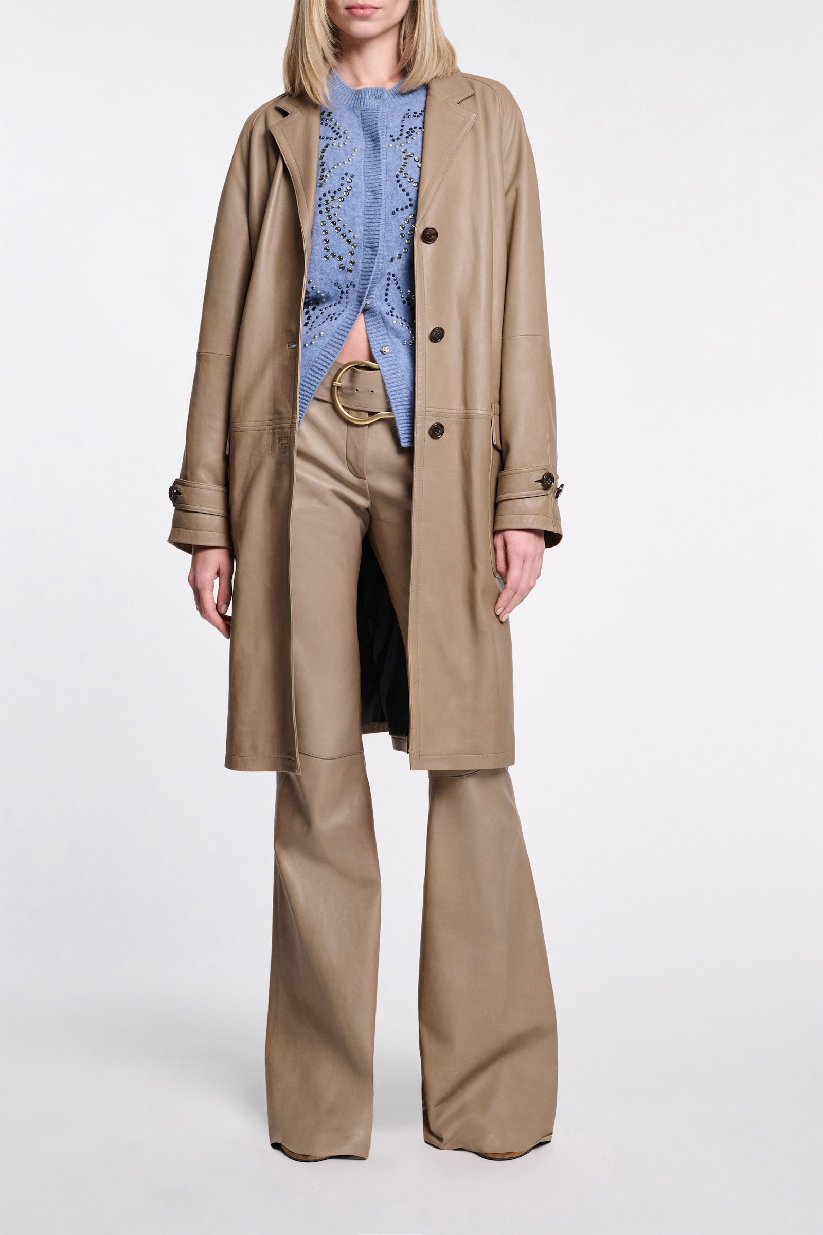 Dorothee Schumacher Flared Pants aus Lammleder dark sand
