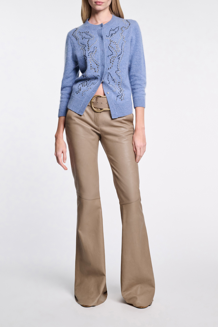 Dorothee Schumacher Flared Pants aus Lammleder dark sand